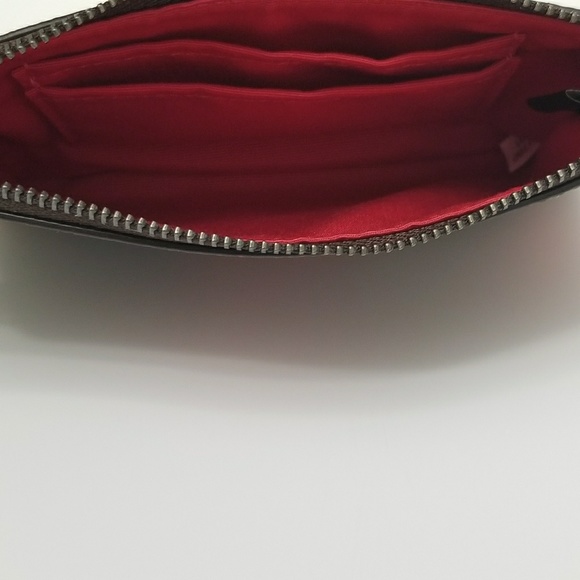 NWT Coach Brown + Red Floral / Gun Metal Wristlet - Picture 5 of 8